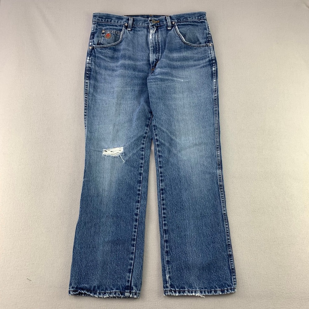 Twenty X Jeans Mens 36x30 Blue Distressed Denim Bootcut Retro Worwkear Faded